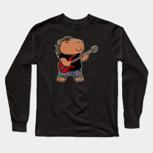 Capybara playing a Bass Guitar Long Sleeve T-Shirt